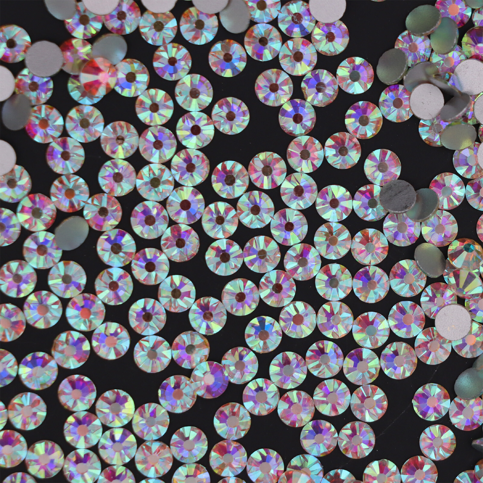 SS3-SS50 Glitter Crystal AB Nail Art Rhinestones Non Hot Fix FlatBack Stones