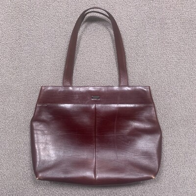 Oroton Australia Bag Brown Leather Genuine Tote Shoulder Pockets Purse *