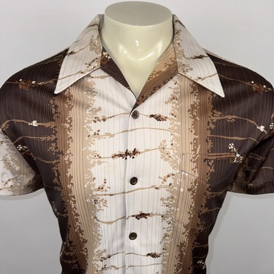 Vintage 70s Mens XL Shirt Disco Hippie Nik Abstract Ugly Mod Jalens Big Tall1 1X
