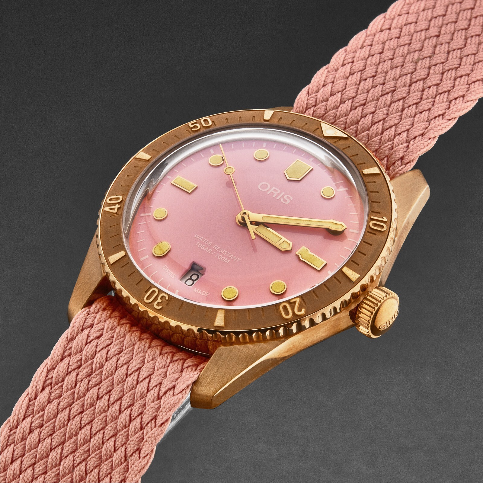 Pre-owned Oris Divers Sixty-five Auto 38mm Bronze Men Watch 01 733 7771 3158-07 3 19 04br