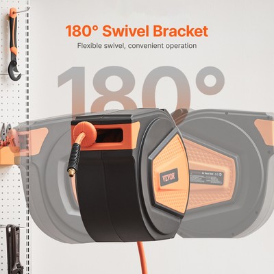 Retractable Air Hose Reel 3/8 IN x 65 FT Hybrid Enclosed Air Hose 300 PSI