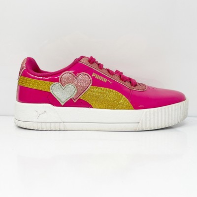 Puma Girls Carina Glitz 372552-01 Розовая Повседневная Обувь Кроссовки Размер 1C