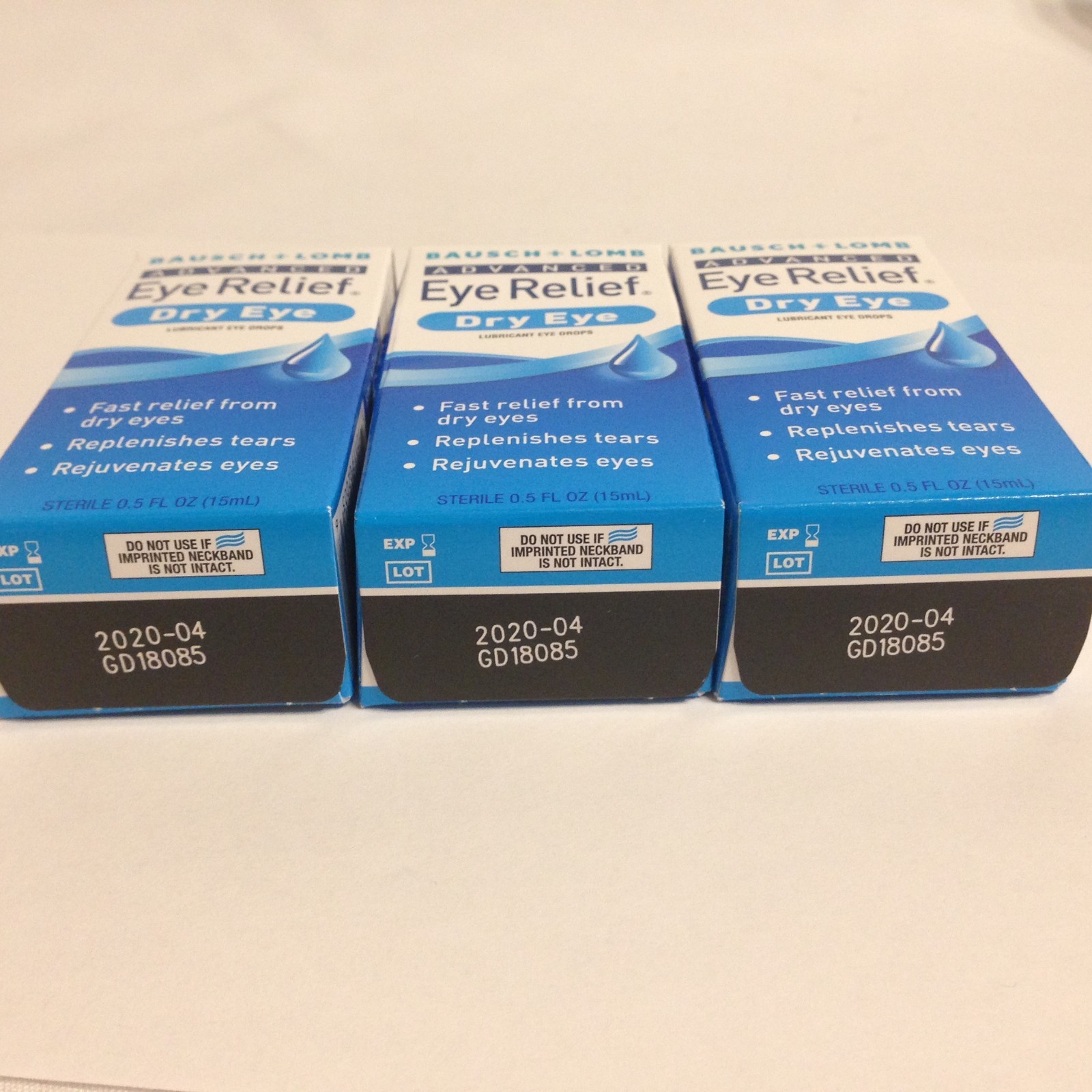 Lot of 3 Bausch Lomb Advanced Eye Relief Lubricant Eye Drops 0.50 oz