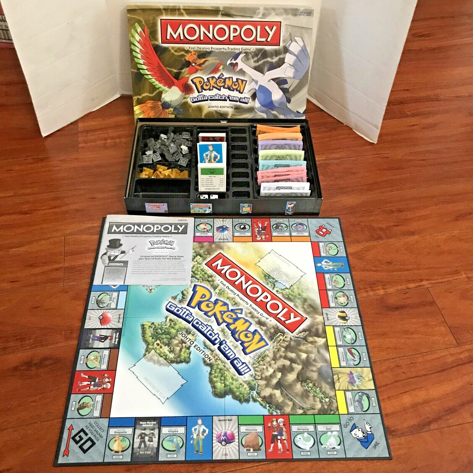 Pokemon Monopoly Johto Edition Board Game 2016 INCOMPLETE