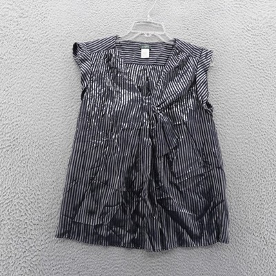 J Crew Sleeveless Top Size Small Blue Metallic Striped Blouse Party Cocktail
