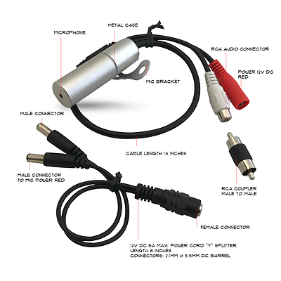 Microseven Waterproof Outdoor Microphone for M7B77 W M7D77 POE WiFi IP Camera