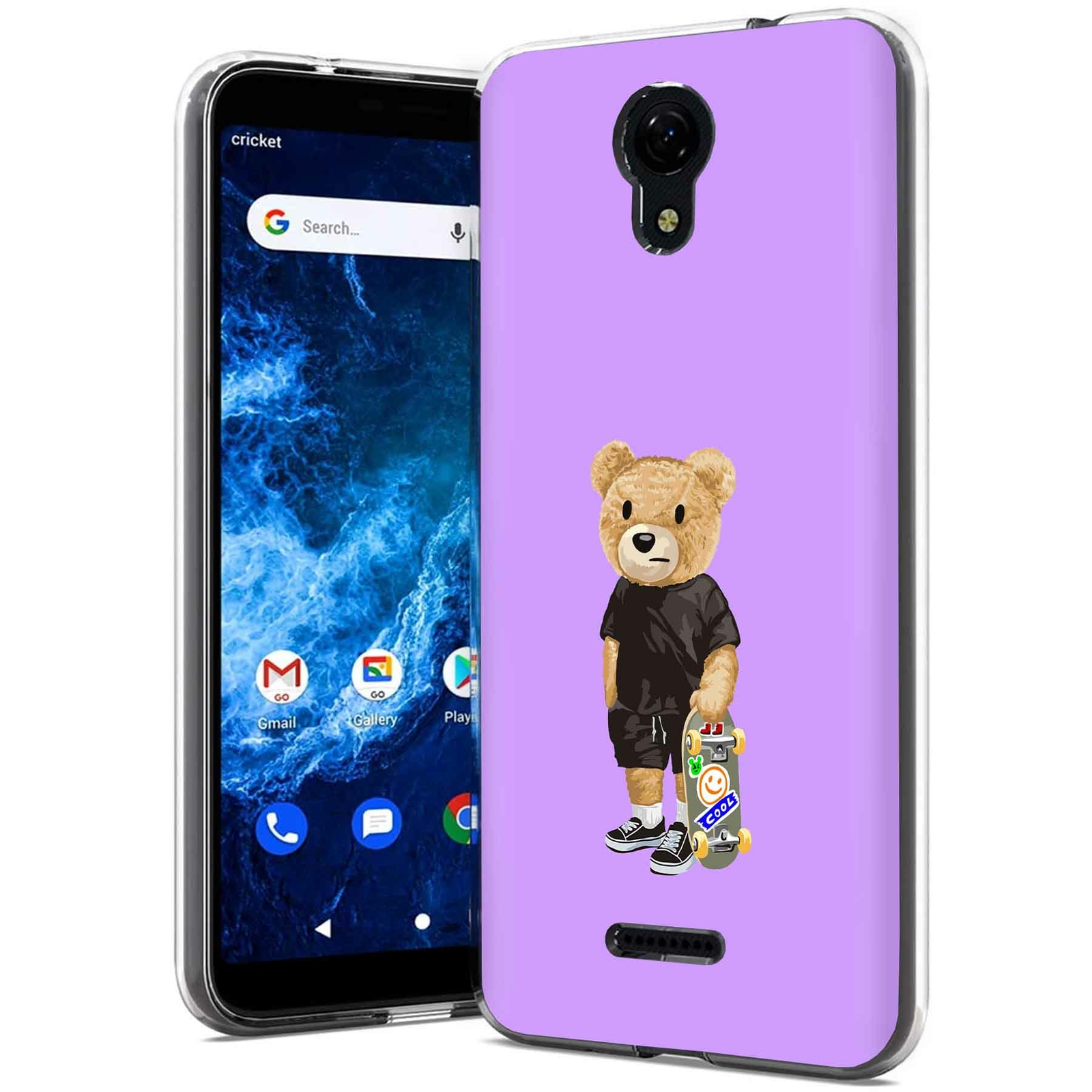 Phone Cover Case for Cricket Icon 2,Skateboard Teddy Print, USA Designed