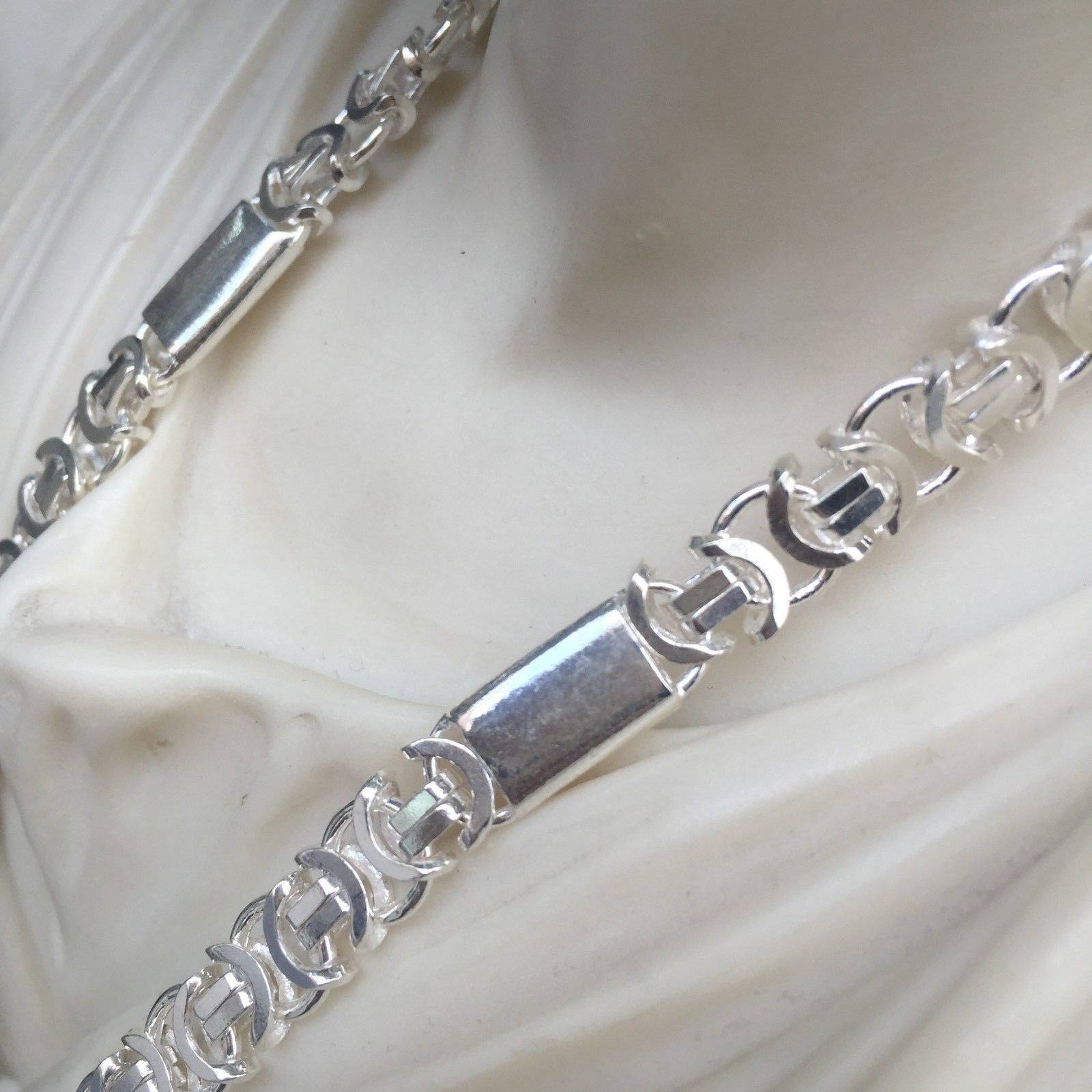 Pre-owned Handmade 925 Sterling Silver 8mm Men Flat Byzantine King Tube Chain Necklace 26 Inch 71gr