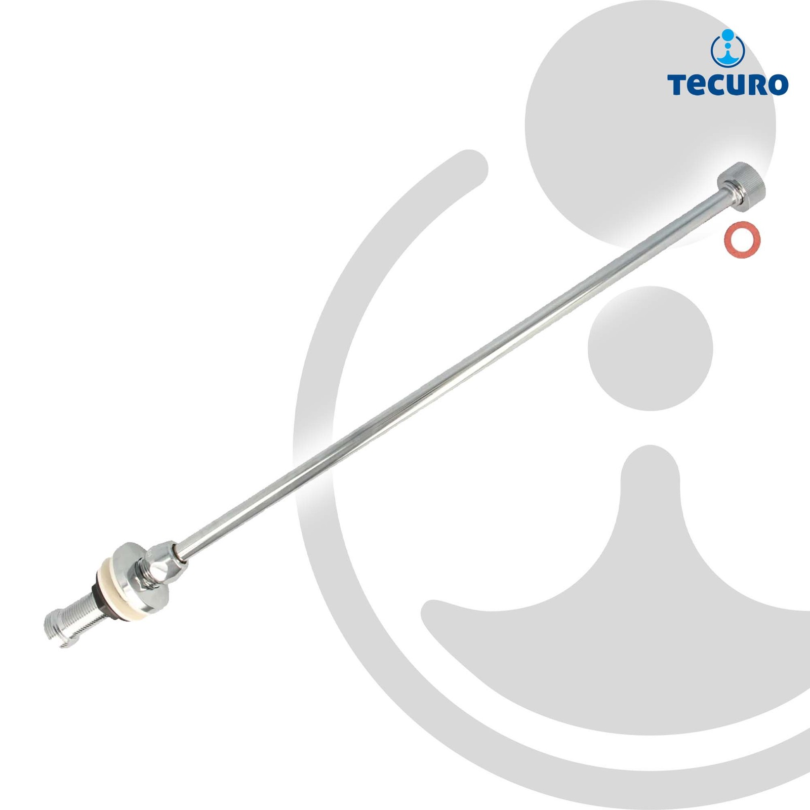 tecuro S-Auslauf 3/4 Zoll für Wandarmaturen, 500 mm Länge, konisch dichtend, Messing verchromt