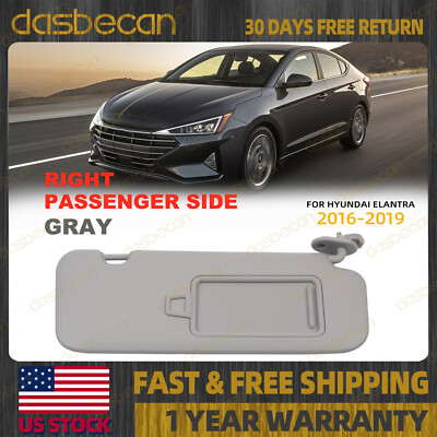 Gray Right Passenger Side Sun Visor w/ Mirror For Hyundai Elantra AD 2016-2019