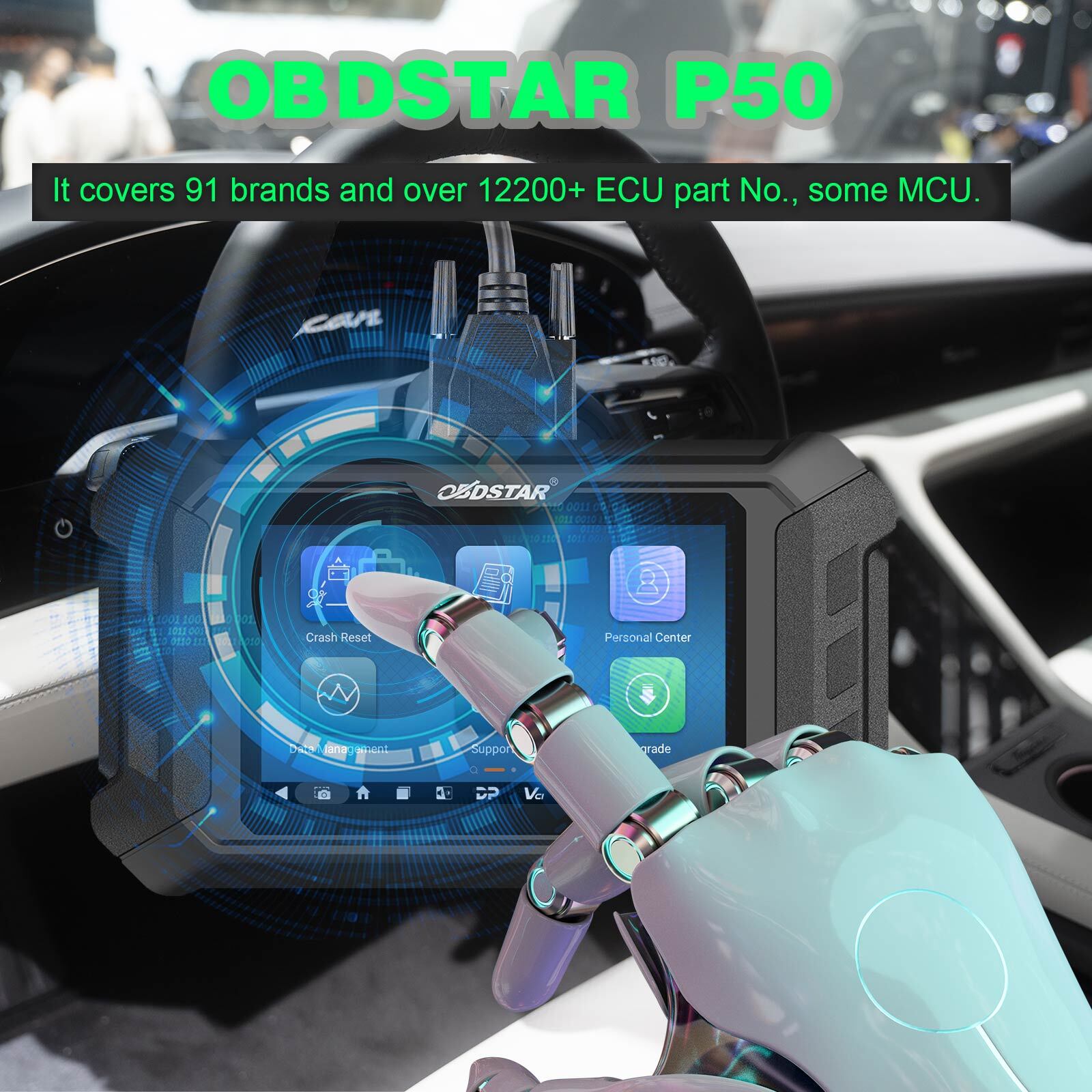 OBDSTAR P50 Covers Over 12400+ E*U Part No. &90 Brands With CANFD CAN FD Adapter