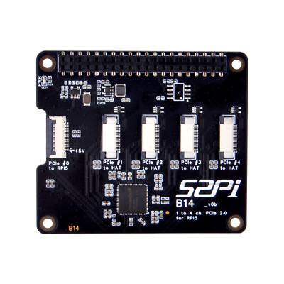 B14 Quad FPC PCIe HAT for Raspberry Pi 5 Daisy-Chaining Capability
