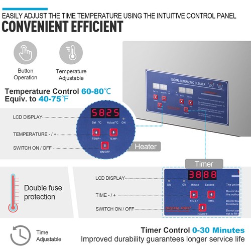 30L Industrial Ultrasonic Cleaner Cleaning Machine with Digital Timer & Heater