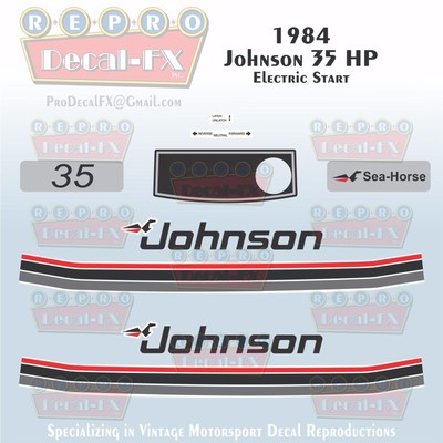 1959 Johnson 35HP Electric Start RDS-21 SeaHorse Outboard Repro 7 Pc Vinyl Decal