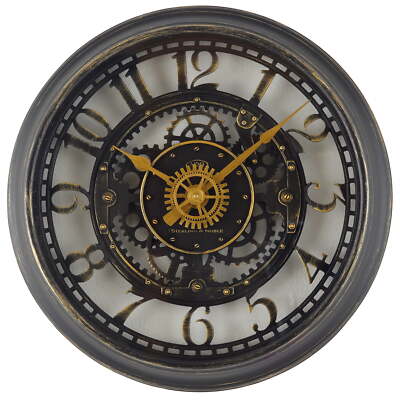 S 12" Brushed Oil Rubbed Bronze Round Wall Clock, Glass Lens, Quartz, New