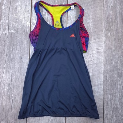 Adidas Tank Top Womens Small Navy Blue Adizero Built-in Bra Racerback Training