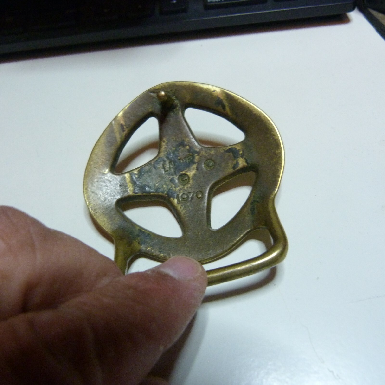 Vintage Duncan Laurie Belt Buckle Solid Brass Hippy Hipster 70s Belt Buckle 1970