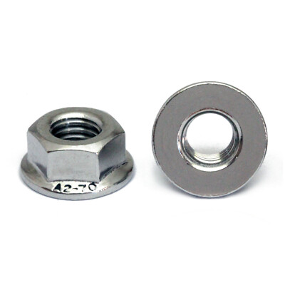 M3-0.50 Metric Stainless Steel Hex Flange Nuts, DIN 6923 A2-70 / 18-8 Grade