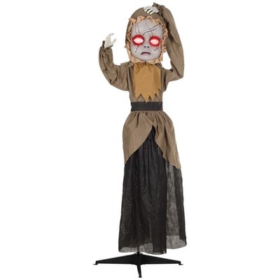 Halloween Dekoration 160 cm Horrorpuppe mit Rote Augen, Geräuschaktivierung