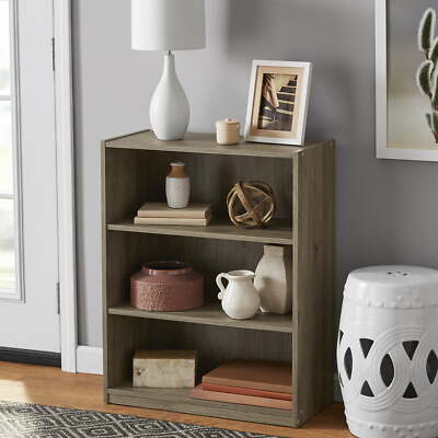 NEW Mainstays 3-Shelf Bookcase with Adjustable Shelves, Rustic Oak