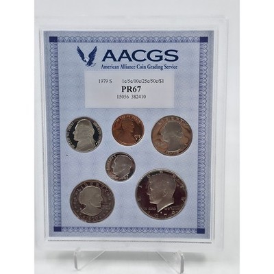 1979 S US Proof Set AACGS Susan B Anthony Dollar Kennedy Half 6 Coin Set