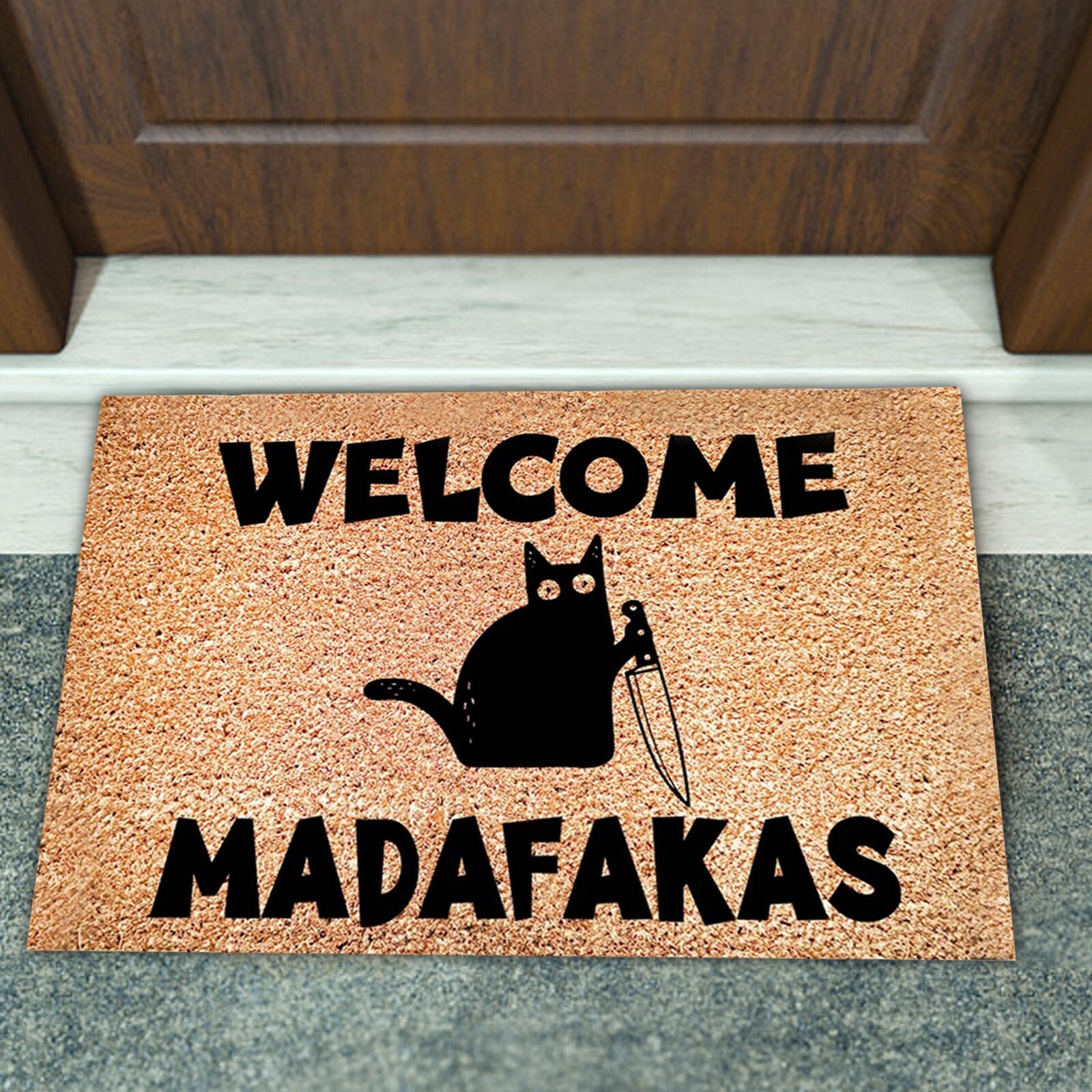 Dark Cat Welcome Madafakas Full Print Doormat Fun Doormat Home