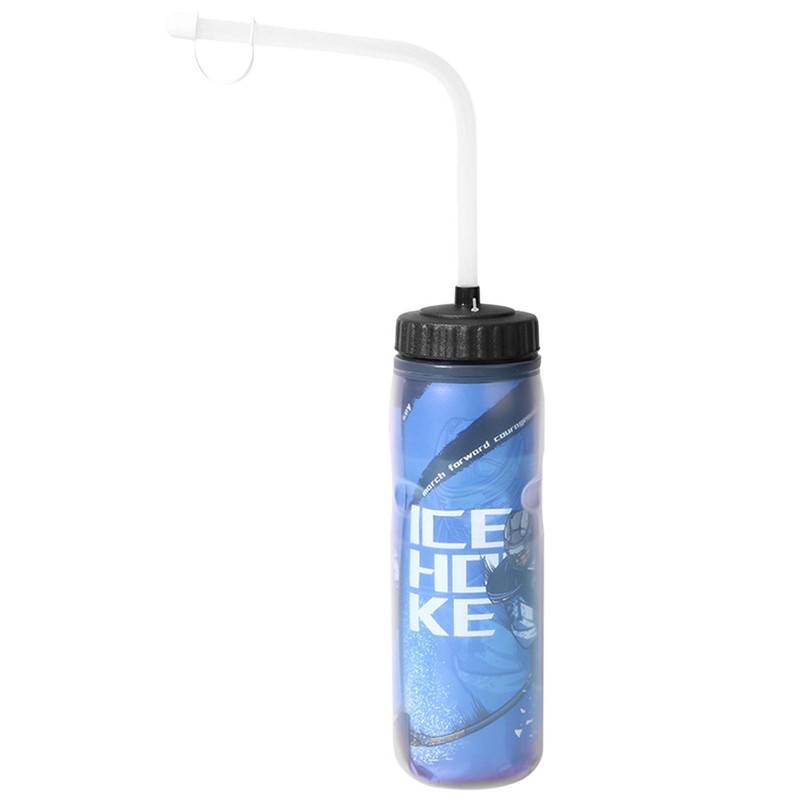 600ML Ice Hockey Water Bottle Long Straw Water Bottle Sports Water Bottle