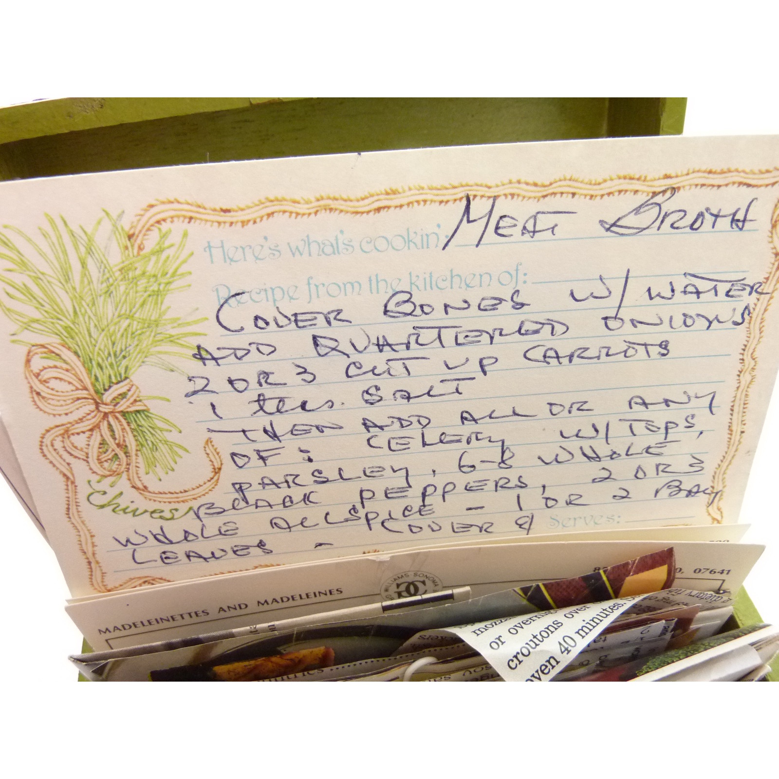 Vintage wood recipe box Painted Strawberries with old recipes