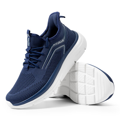FitVille Men's Wide Walking Shoes Athletic Sneakers Lightweight Workout Slip-on