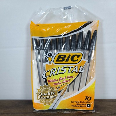 5 packs BIC Cristal Ballpoint Pens, Medium Point, Black Ink,50 Pens Total 