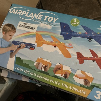 3 Pack Glider Airplane Launcher Toy, Outdoor Flying  LED Plane with Launch Gun 