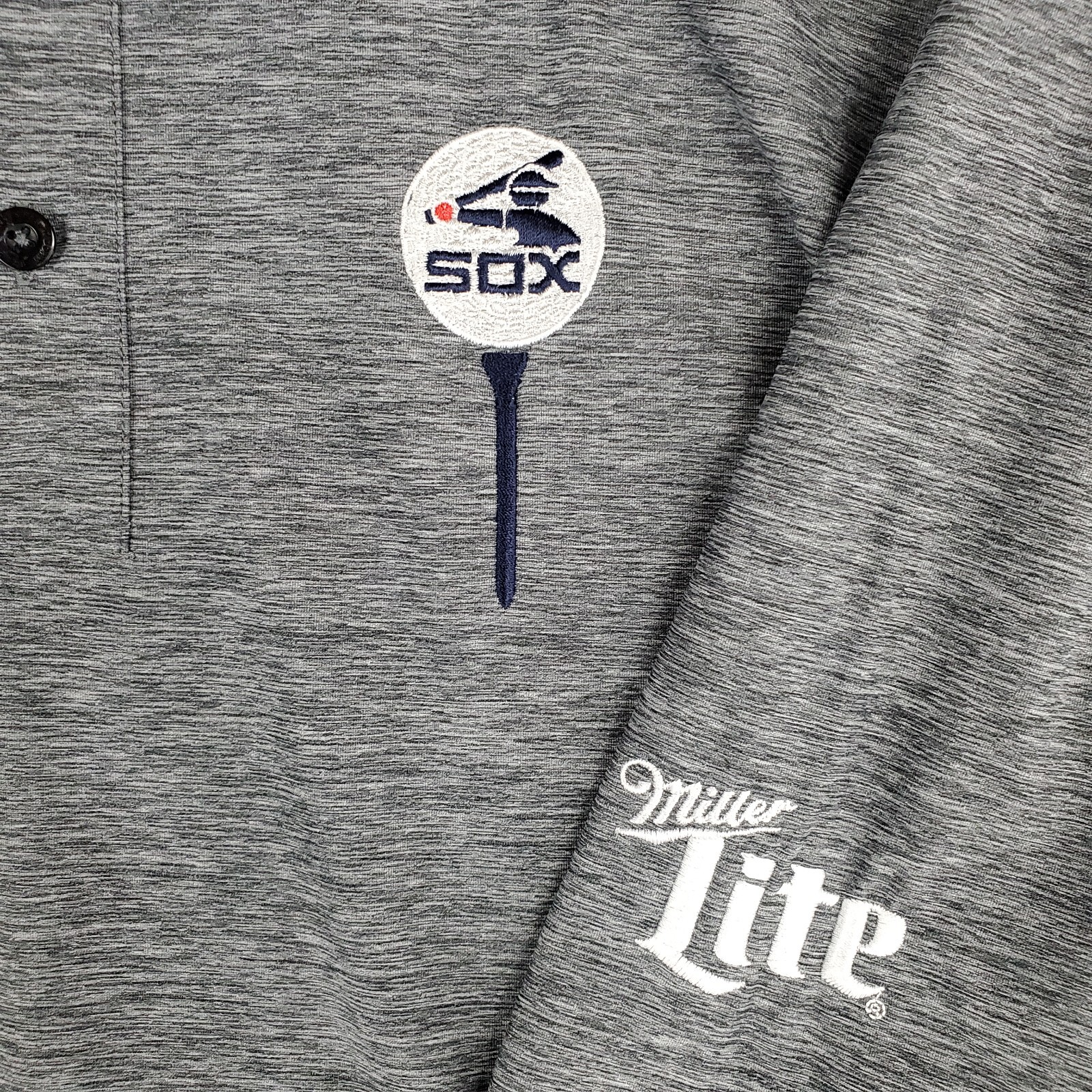 STRAIGHT DOWN x WHITE SOX x LITE BEER Size XL Space Dye Gray Polo Shirt Wicking