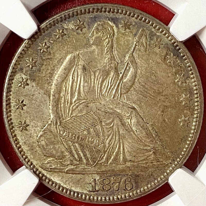 NGC MS-64! 1876 SEATED LIBERTY HALF