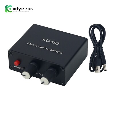AU-102 Audio Distributor Audio Splitter Box Support 1 In 2 Out + USB Cable