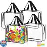 4 Pack Toy Storage Bags, Clear PVC Toy Organizer with Zipper, Large Black Waterproof Reusable Toy Bags with Labels for Puzzles, Building Blocks, Board Game, Stationery, Kids Books