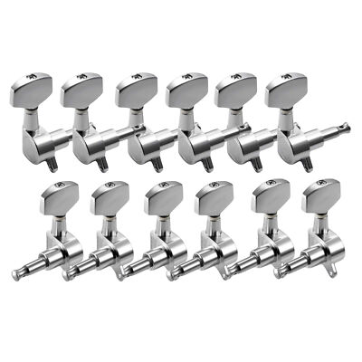 12X Acoustic Guitar String Tuning Pegs Tuners Machine Heads Keys 6R 6L Silver