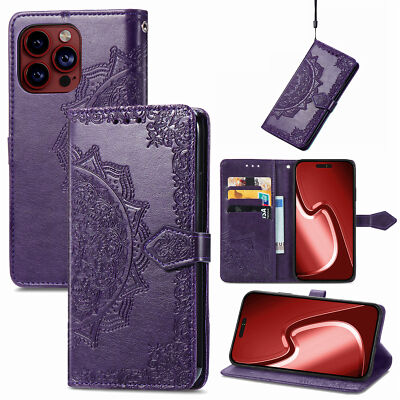 Hot Embossed Fashion Leather Card Wallet Case Cover Flip Stand For Various Phone