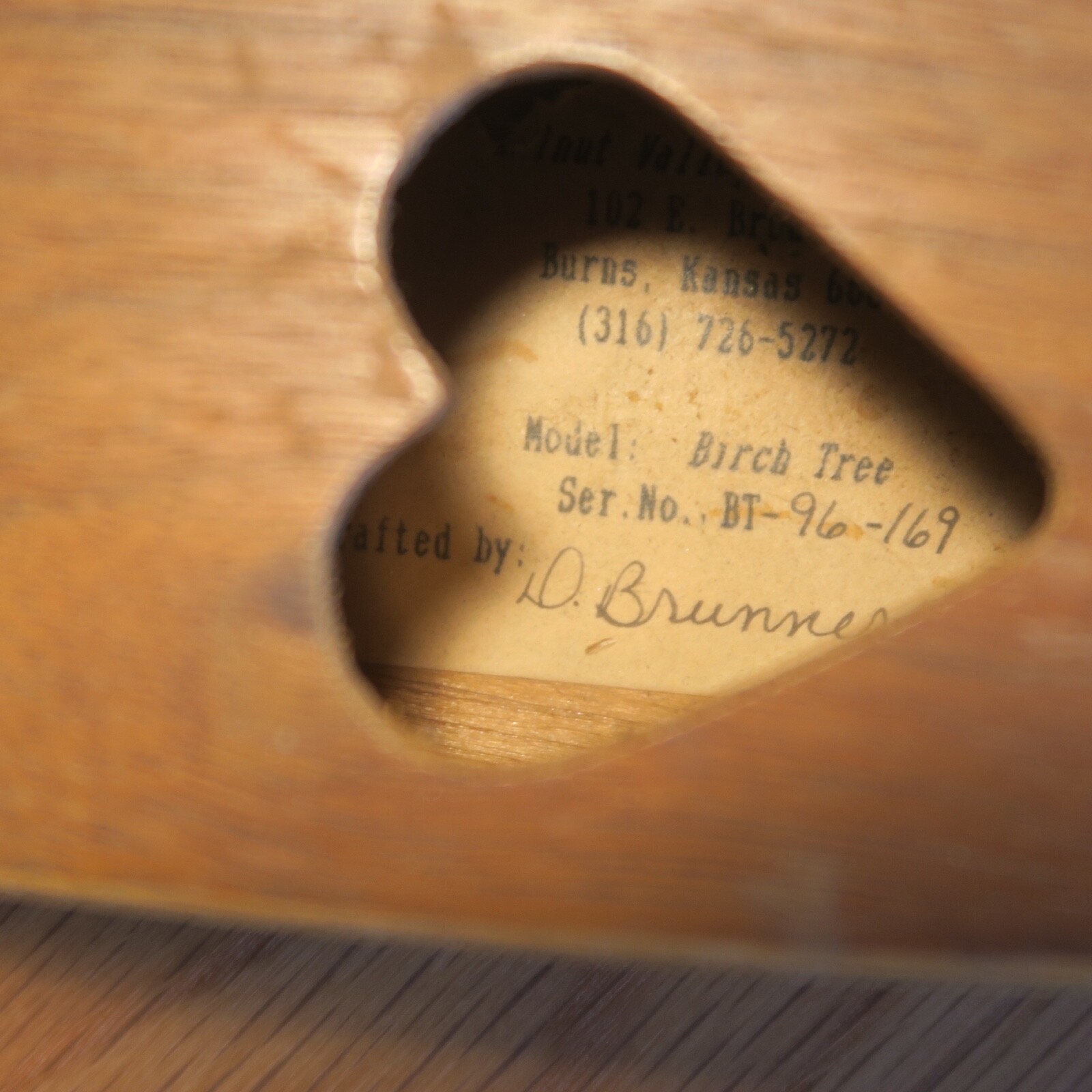 Vintage Walnut Valley Birch Tree Hearts Dulcimer Instrument