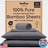 Bambaw California King Cooling Sheets Set 4pcs – 100% Viscose Derived from Bamboo Sheets Extra Deep Pockets, Soft and Breathable Bedding Set, Fits Up to 16'' with Elastic Corner Straps (Charcoal)