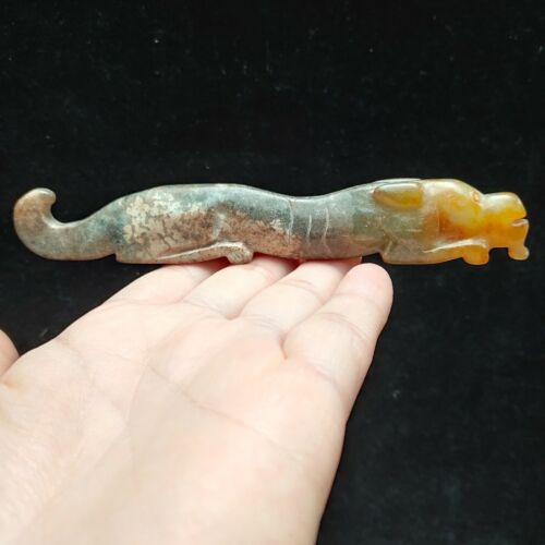 Chinese jade, collectibles, manual sculpture, Ancient dragon statue pendantH819