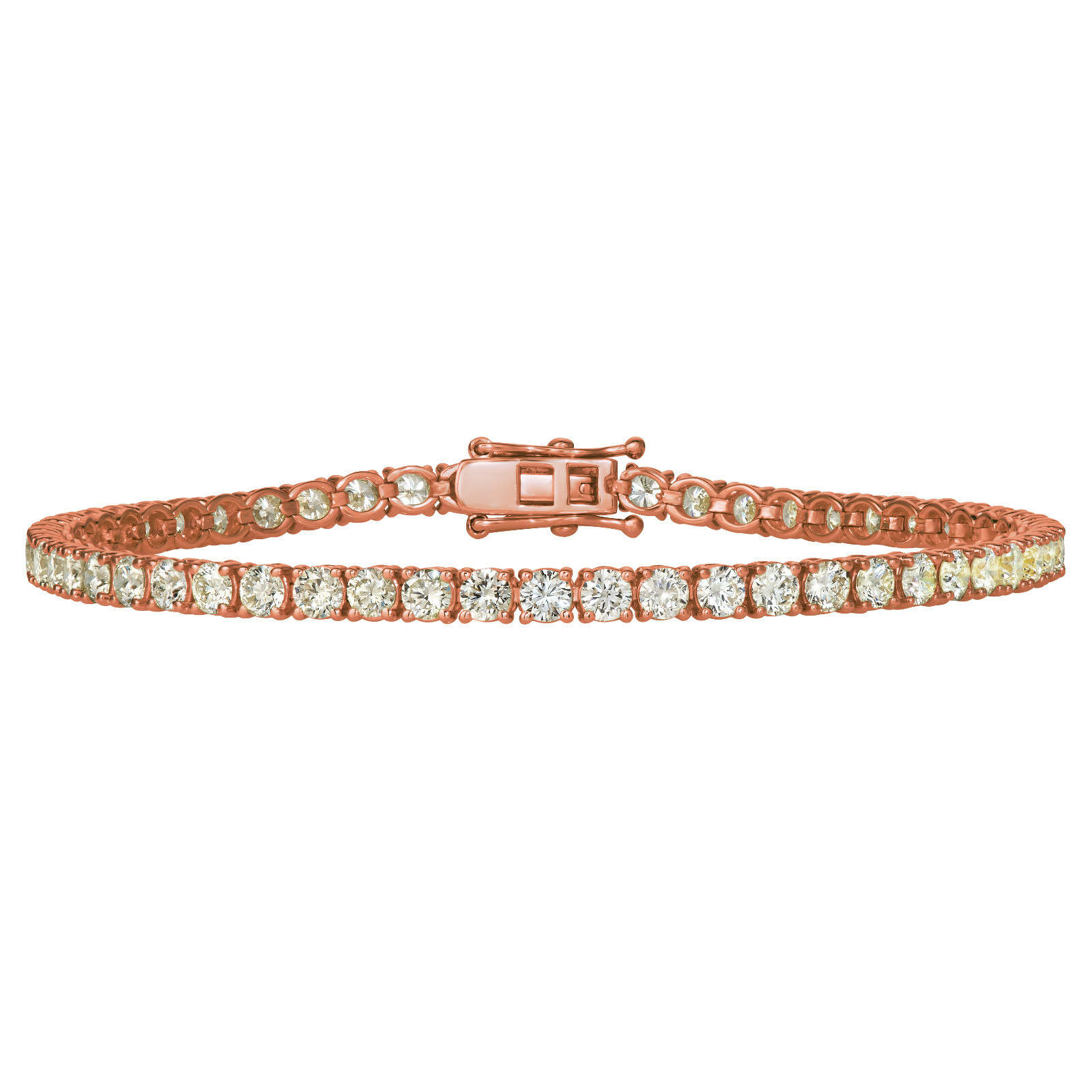 Pre-owned Morris 7.00 Carat Natural Diamond Tennis Bracelet Si 14k Rose Gold 7'' In Pink