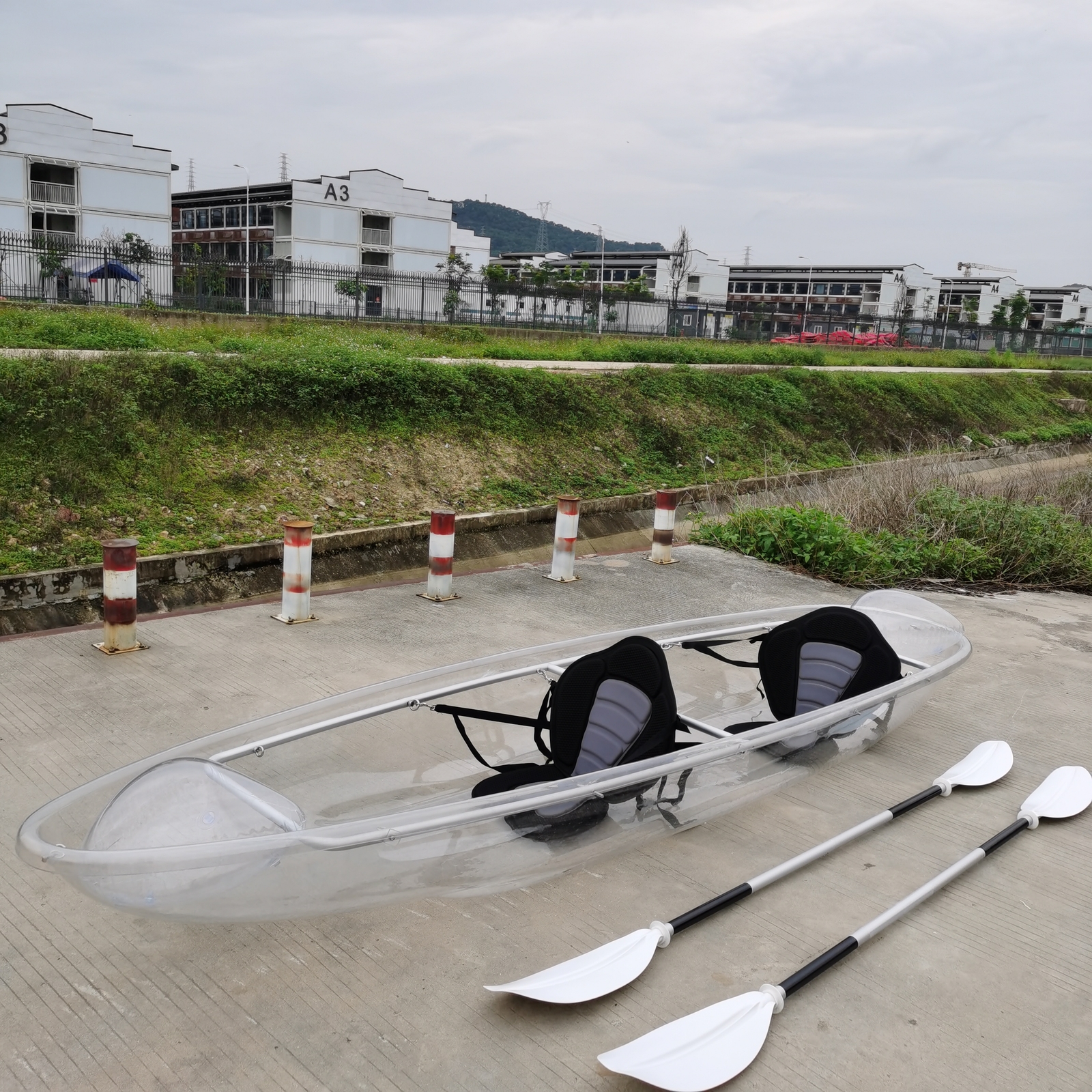 Glass Bottom Canoe With Aluminum Frame Clear Seat&paddles A0
