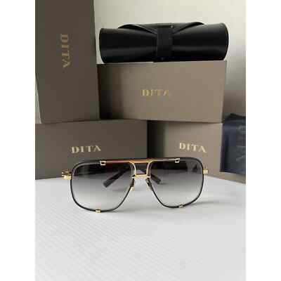Pre-owned Dita Mach Five Drx 2087-a Matte Black Yellow Gold 18k / Gray Gradient Sunglasses