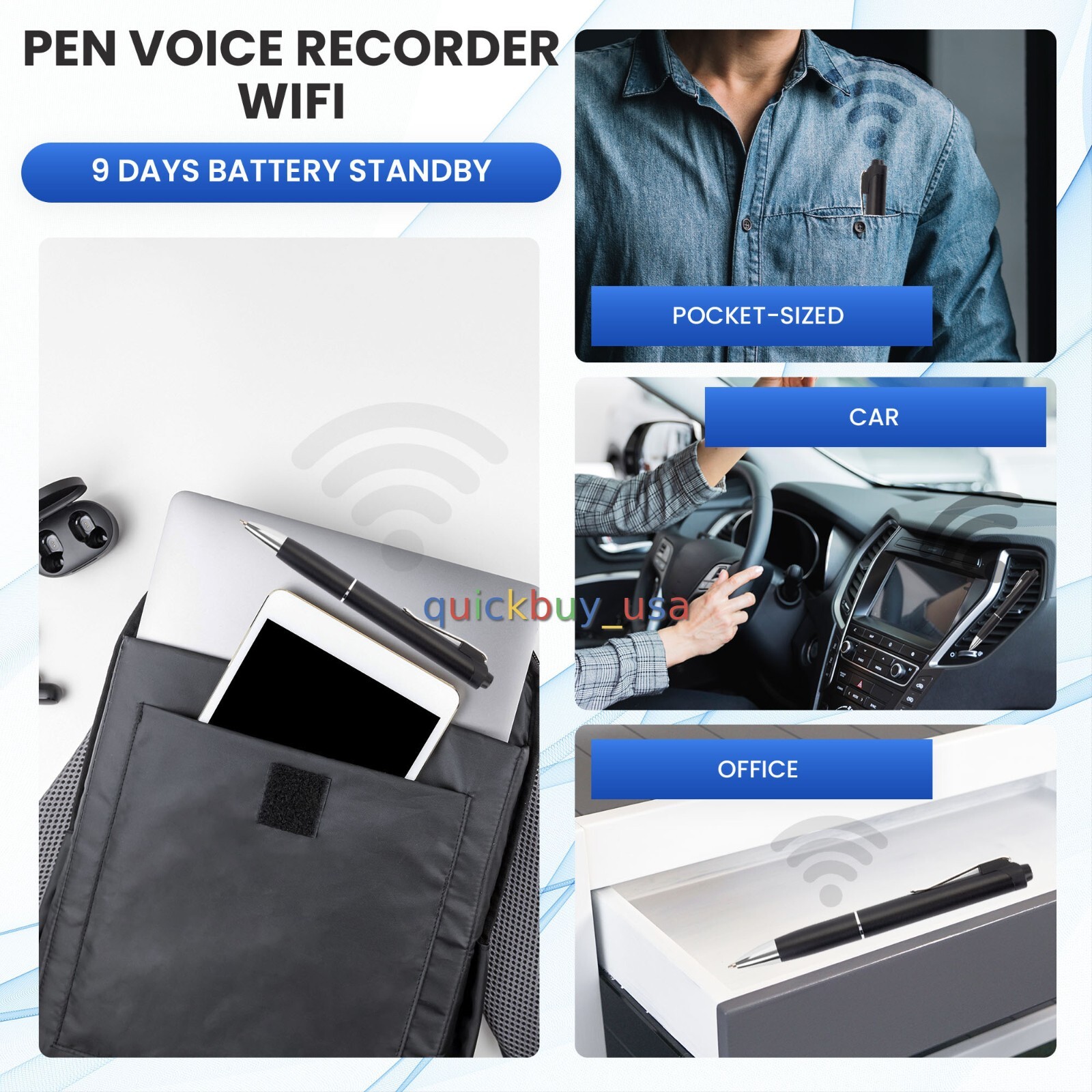 WIFI Audio Pen Voice Recorder Real-Time Audio Thru App Voice Activated - TC18