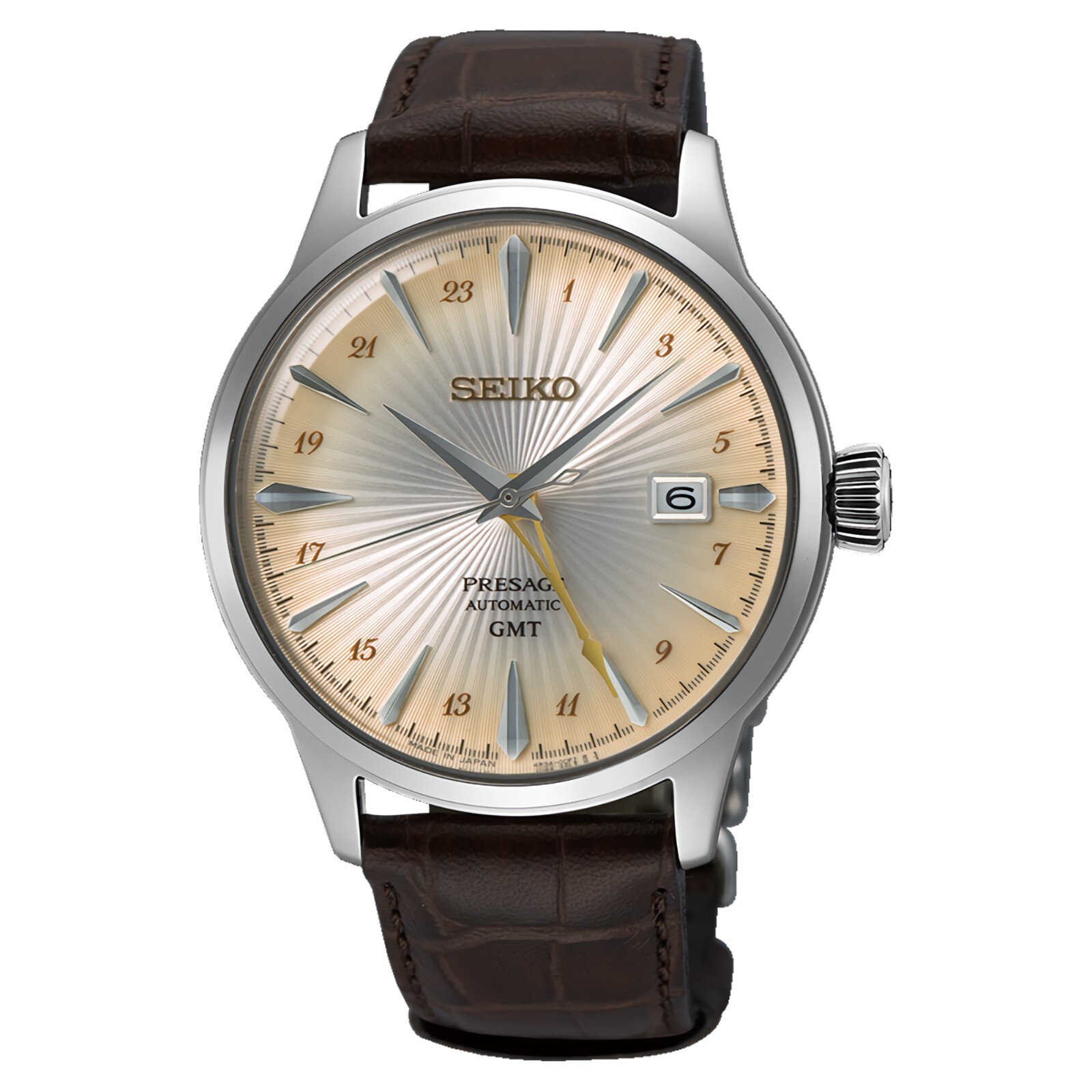 Pre-owned Seiko Presage Ssk041j1 Cocktail Time Automatic Gmt Cream Yellow Dial Watch Japan