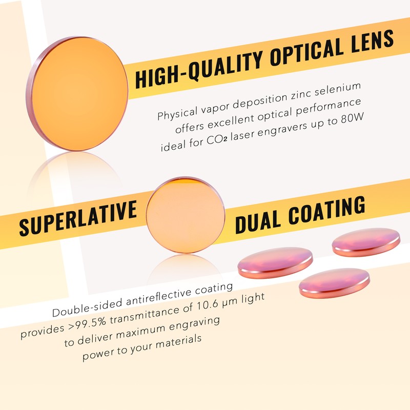 Laser Focus Lens PVD ZnSe Focal Lens for CO2 Laser Engraver Head Φ18mm 20mm