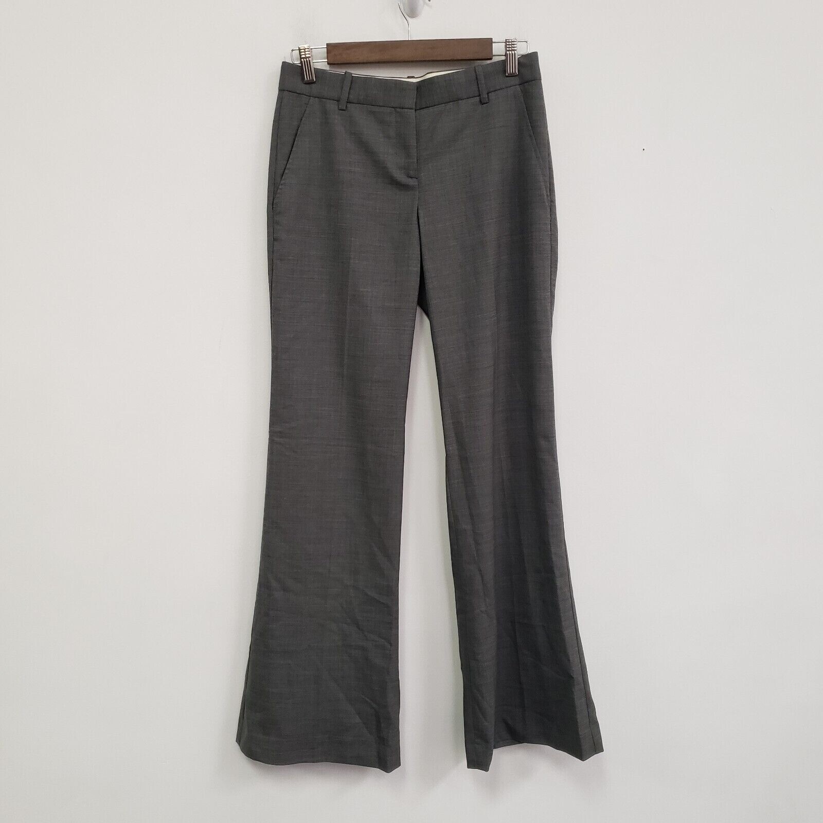 パンツ 90s~00s Theory wool slacks Theory Women Flare Leg Wool Dress Pants Size 2 Gray Plaid