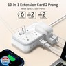 NTONPOWER 2 Prong Power Strip, 1875W/15A 2 Prong to 3 Prong Outlet Adapter, Surge Protector Power Strip with 4 USB Ports(2 USB C), 5 FT Rotating Flat Plug Extension Cord for Old House, Wall Mount