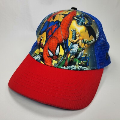 Marvel Universe Spider Man Snap Back Hat Mesh New Era Blue Red Trucker Cap 2010