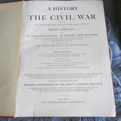 A History of the Civil War Book By Lossing with Brady Photos & Ogden Prints